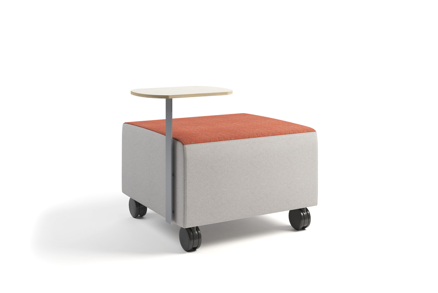 Raven 27 Square Ottoman with Casters and Tablet Arm, Two Fabric option